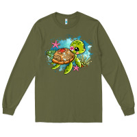 Army Green ocean with turtle Long Sleeve Tee - AdoDesignShop