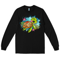 Black ocean with turtle Long Sleeve Tee - AdoDesignShop