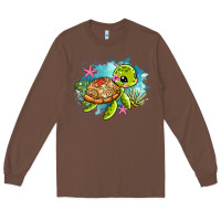 Chestnut ocean with turtle Long Sleeve Tee - AdoDesignShop