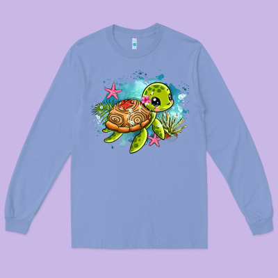 Ocean With Turtle Long Sleeve Tee Designed By Adodesignshop