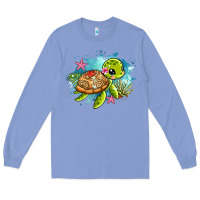 Colony Blue ocean with turtle Long Sleeve Tee - AdoDesignShop