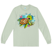 Matcha ocean with turtle Long Sleeve Tee - AdoDesignShop