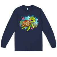 Navy ocean with turtle Long Sleeve Tee - AdoDesignShop
