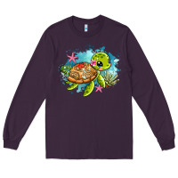 Plum ocean with turtle Long Sleeve Tee - AdoDesignShop