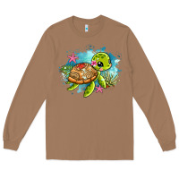 Toasted Coconut ocean with turtle Long Sleeve Tee - AdoDesignShop