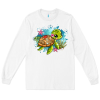 White ocean with turtle Long Sleeve Tee - AdoDesignShop