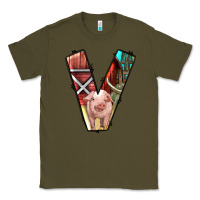 Army Green farm life alphabet lowercase letters v Classic Tee - BundleAndBundleShop