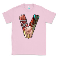 Bubblegum Pink farm life alphabet lowercase letters v Classic Tee - BundleAndBundleShop