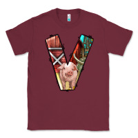 Burgundy farm life alphabet lowercase letters v Classic Tee - BundleAndBundleShop