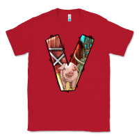 Red farm life alphabet lowercase letters v Classic Tee - BundleAndBundleShop