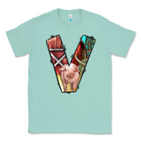 Seafoam farm life alphabet lowercase letters v Classic Tee - BundleAndBundleShop