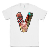 White farm life alphabet lowercase letters v Classic Tee - BundleAndBundleShop