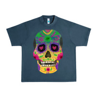 Midnight Navy sugar skull Urban Heavy Tee - FaDigitalArtStudio