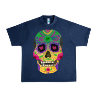 Navy sugar skull Urban Heavy Tee - FaDigitalArtStudio