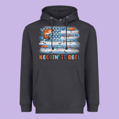 Fishing Lure Flag Keepin' It Reel Heavyweight Hoodie Designed By Maliassmallbusiness