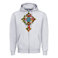 Heather Grey christmas cross Zipper Hoodie - AdoDesignShop