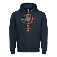 Navy christmas cross Zipper Hoodie - AdoDesignShop