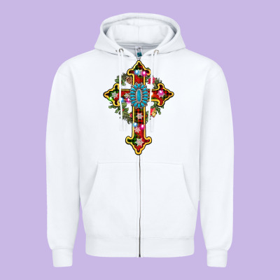 Christmas Cross Zipper Hoodie Designed By Adodesignshop