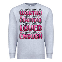 Heather Grey you are worthy you are beautiful Premium Sweatshirt - MaliasSmallBusiness