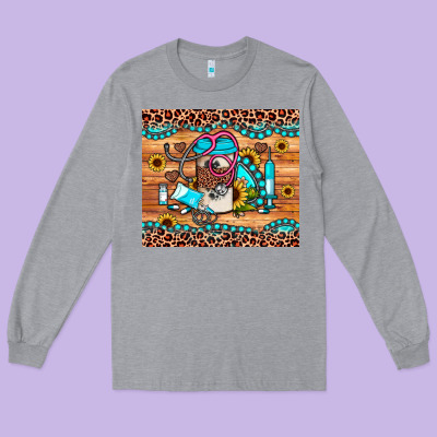 Western Gemstone Sunflower Nurse Long Sleeve Tee Designed By Jahusdesignshop