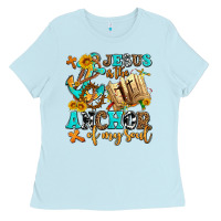 Baby Blue jesus is the anchor of my soul Ladies Tee - AdoDesignShop
