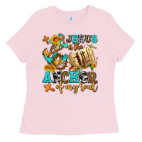 Bubblegum Pink jesus is the anchor of my soul Ladies Tee - AdoDesignShop
