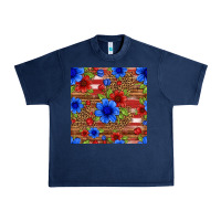 Navy patriotic flowers seamless pattern Urban Heavy Tee - HRA Design Shop