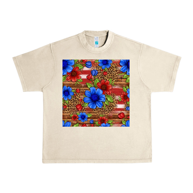 Patriotic Flowers Seamless Pattern Urban Heavy Tee by HRA Design Shop | Teevron