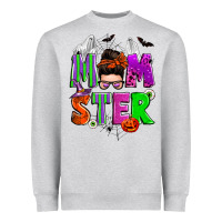 Heather Grey halloween momster messy bun Heavyweight Sweatshirt - Zillion Design Studio