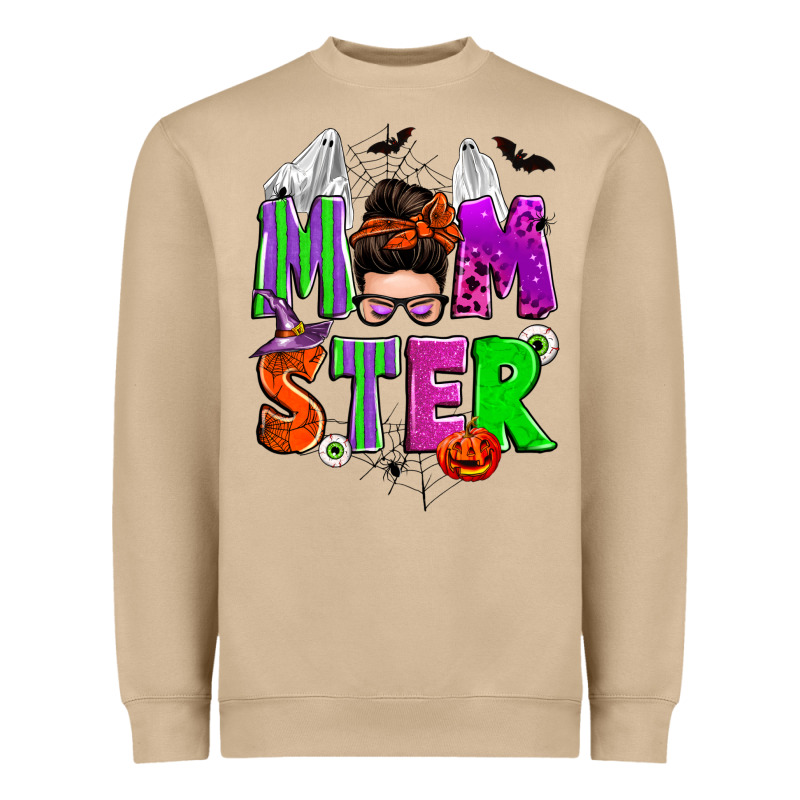 Halloween Momster Messy Bun Heavyweight Sweatshirt by Zillion Design Studio | Teevron