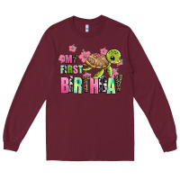 Burgundy mu first birthday Long Sleeve Tee - AdoDesignShop