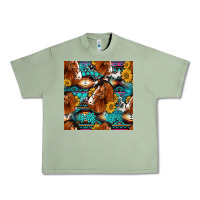Oil Green sunflower horses seamless pattern Urban Heavy Tee - HRA Design Shop