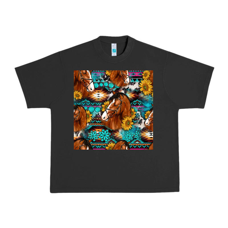 Sunflower Horses Seamless Pattern Urban Heavy Tee by HRA Design Shop | Teevron