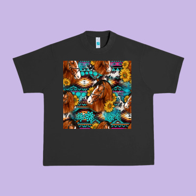 Sunflower Horses Seamless Pattern Urban Heavy Tee Designed By Hra Design Shop