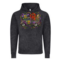 Vintage Black mardi gras truck with mask fleur de lis and crawfish Vintage Hoodie - RanaPortraitStore