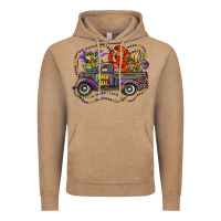 Vintage Coffee mardi gras truck with mask fleur de lis and crawfish Vintage Hoodie - RanaPortraitStore