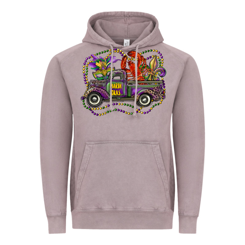 Mardi Gras Truck With Mask Fleur De Lis And Crawfish Vintage Hoodie by RanaPortraitStore | Teevron