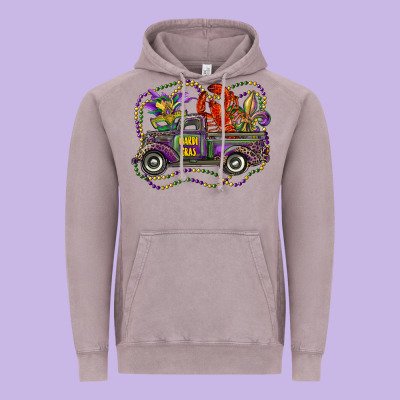 Mardi Gras Truck With Mask Fleur De Lis And Crawfish Vintage Hoodie Designed By Ranaportraitstore