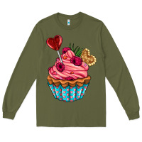 Army Green valentines day cupcake Long Sleeve Tee - AdoDesignShop