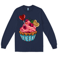 Navy valentines day cupcake Long Sleeve Tee - AdoDesignShop