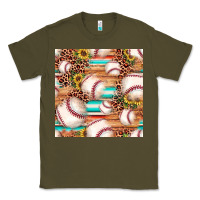 Army Green baseball leopard sunflower seamless pattern Classic Tee - JahusDesignShop