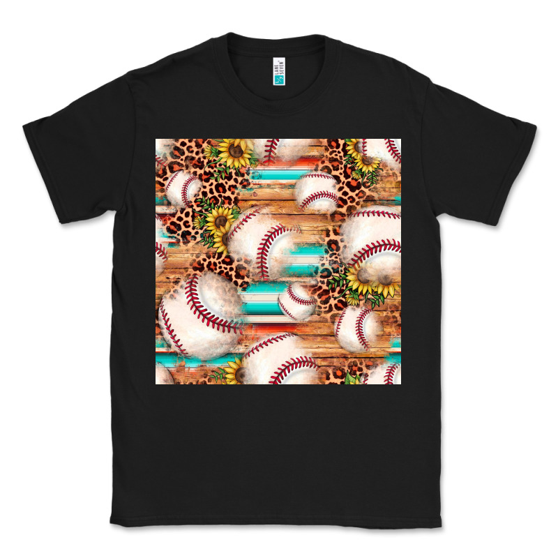 Baseball Leopard Sunflower Seamless Pattern Classic Tee by JahusDesignShop | Teevron
