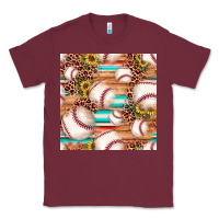 Burgundy baseball leopard sunflower seamless pattern Classic Tee - JahusDesignShop
