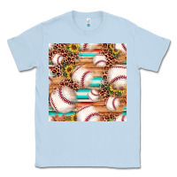 Dusty Blue baseball leopard sunflower seamless pattern Classic Tee - JahusDesignShop