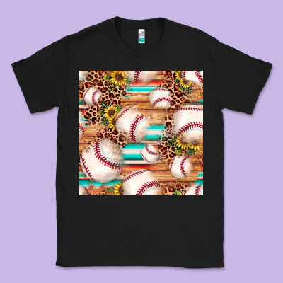 Baseball Leopard Sunflower Seamless Pattern Classic Tee Designed By Jahusdesignshop