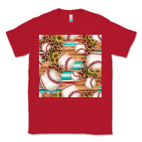 Red baseball leopard sunflower seamless pattern Classic Tee - JahusDesignShop