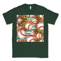 Sports Green baseball leopard sunflower seamless pattern Classic Tee - JahusDesignShop