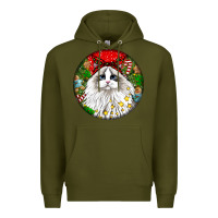 Army Green christmas ragdoll  cat Premium Hoodie - LillyAllenDesigns