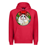 Cardinal christmas ragdoll  cat Premium Hoodie - LillyAllenDesigns