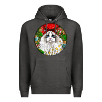 Charcoal Heather christmas ragdoll  cat Premium Hoodie - LillyAllenDesigns
